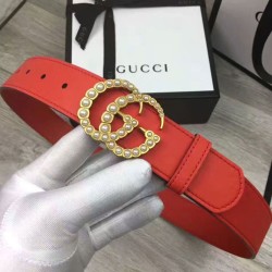 Replica Cintura in pelle con perla Double G Red