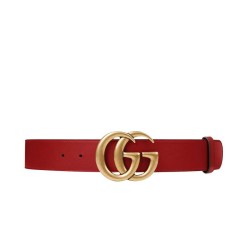 Replica Cintura in cuoio con doppia fibbia G Rosso