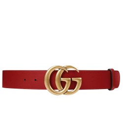 Replica Cintura in cuoio con doppia fibbia G Rosso