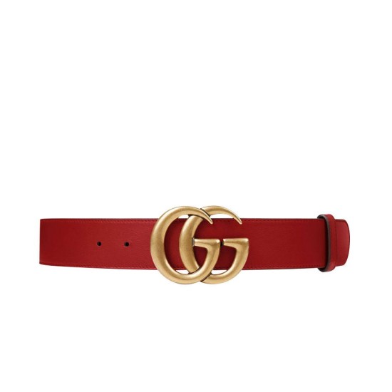 Replica Cintura in cuoio con doppia fibbia G Rosso