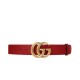 Replica Cintura in cuoio con doppia fibbia G Rosso