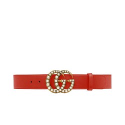 Replica Cintura in pelle con perla Double G Red