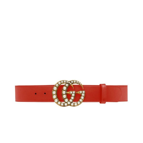 Replica Cintura in pelle con perla Double G Red Replica Cintura in pelle con perla Double G Red