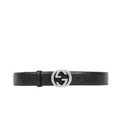 Replica Cinture Cuoio Signature in cuoio Nero Argento Nero