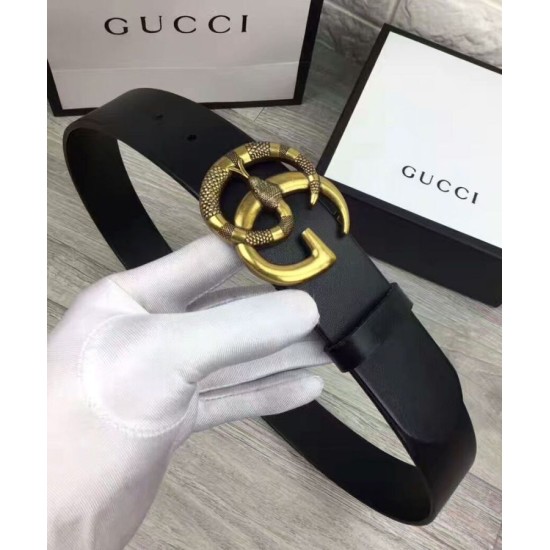 Replica Cinture con fibbia a doppia G con serpente Nero