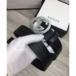 Replica Cinture Cuoio Signature in cuoio Nero Argento Nero