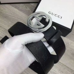 Replica Cinture Cuoio Signature in cuoio Nero Argento Nero