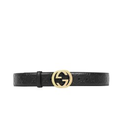 Replica Cuoio Signature in cuoio Cintura Nera Oro