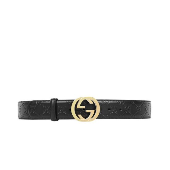 Replica Cuoio Signature in cuoio Cintura Nera Oro