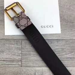Replica Bee stampa GG Supreme cintura con fibbia quadrata caffè