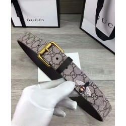 Replica Bee stampa GG Supreme cintura con fibbia quadrata caffè