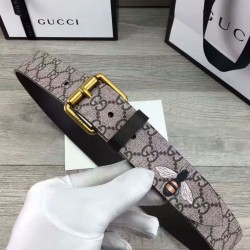Replica Bee stampa GG Supreme cintura con fibbia quadrata caffè