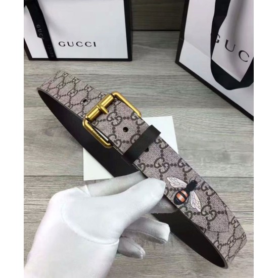 Replica Bee stampa GG Supreme cintura con fibbia quadrata caffè