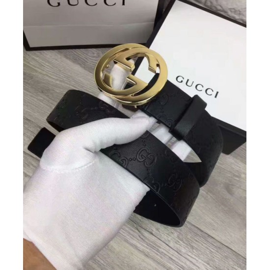 Replica Cuoio Signature in cuoio Cintura Nera Oro