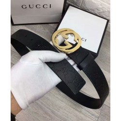 Replica Cuoio Signature in cuoio Cintura Nera Oro
