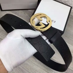 Replica Cuoio Signature in cuoio Cintura Nera Oro
