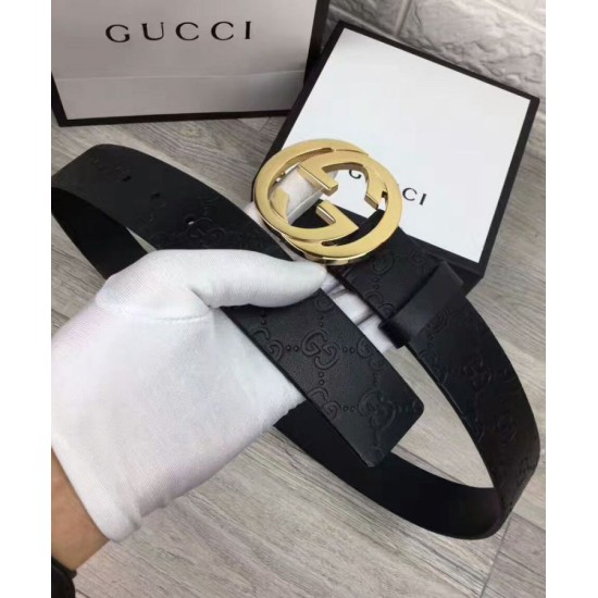 Replica Cuoio Signature in cuoio Cintura Nera Oro
