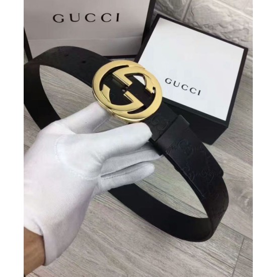 Replica Cuoio Signature in cuoio Cintura Nera Oro