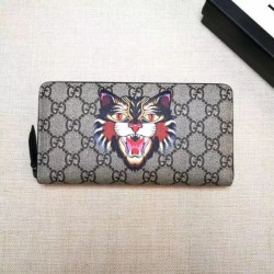 Replica Cat Stampa GG Supreme Zip intorno al portafoglio 451273