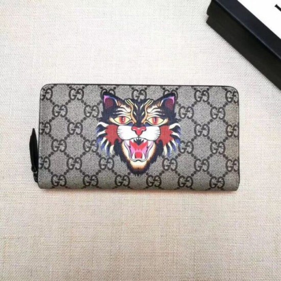 Replica Cat Stampa GG Supreme Zip intorno al portafoglio 451273