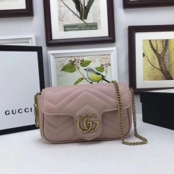 Replica GG Marmont matelasse Borsa in pelle Super Mini 476433 Rosa