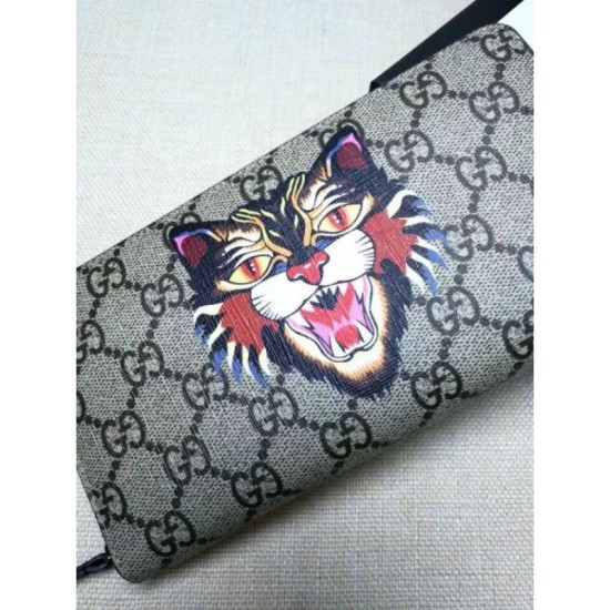 Replica Cat Stampa GG Supreme Zip intorno al portafoglio 451273