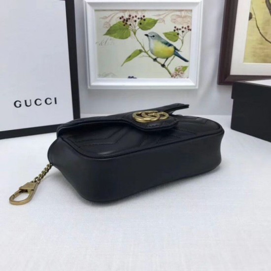 Replica GG Marmont matelasse Borsa in pelle Super Mini 476433 Nero