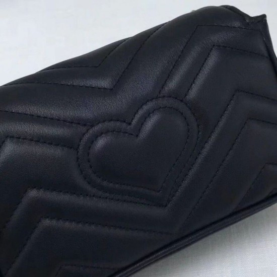 Replica GG Marmont matelasse Borsa in pelle Super Mini 476433 Nero