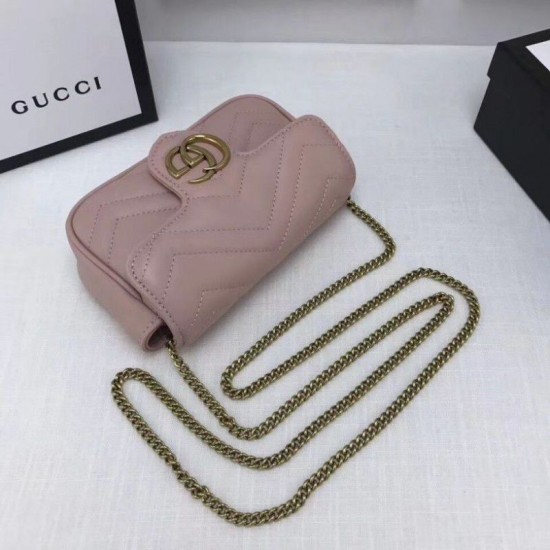 Replica GG Marmont matelasse Borsa in pelle Super Mini 476433 Rosa
