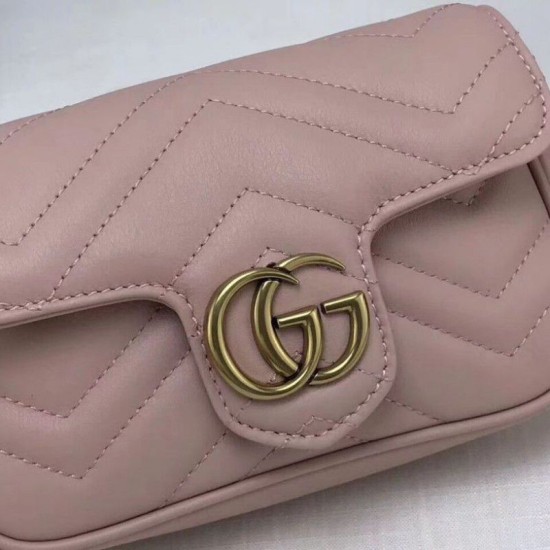 Replica GG Marmont matelasse Borsa in pelle Super Mini 476433 Rosa