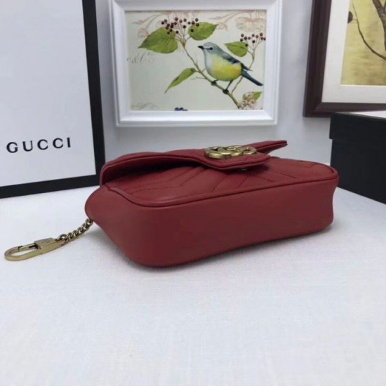 Replica GG Marmont matelasse Borsa in pelle Super Mini 476433 Rosso