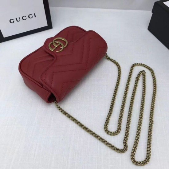 Replica GG Marmont matelasse Borsa in pelle Super Mini 476433 Rosso