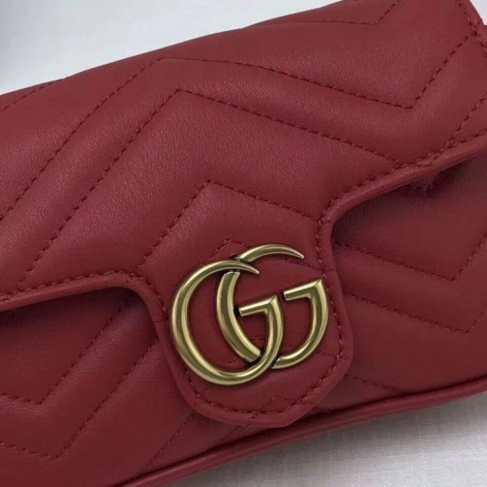 Replica GG Marmont matelasse Borsa in pelle Super Mini 476433 Rosso