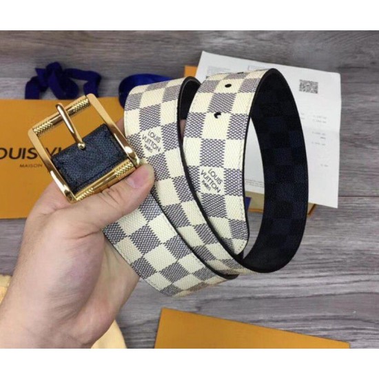 Replica Reverso 40mm Damier Azur e Damier Graphite Canvas Gold Buckle