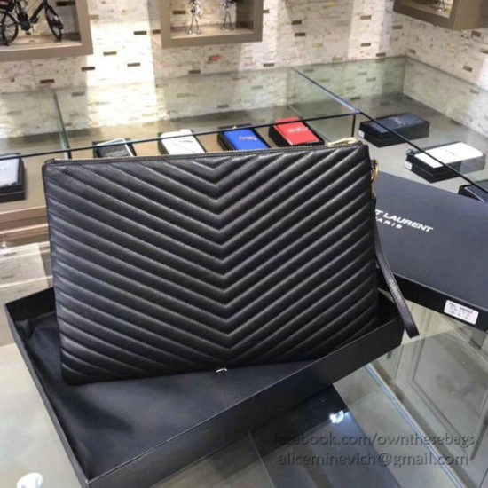 Replica Pochette Saint Laurent nera con hardware oro