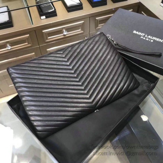 Replica Pochette Saint Laurent nera con hardware argento
