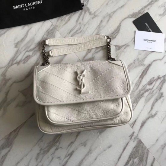 Replica Borsa YSL Saint Laurent Niki catena media bianca