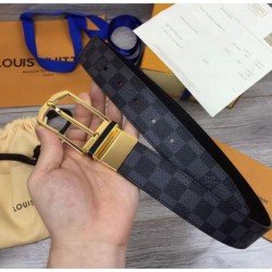 Replica M6067S Pont Neuf 35mm Cinture Damier Cobalt Canvas Gold Buckle