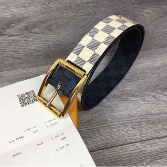 Replica Reverso 40mm Damier Azur e Damier Graphite Canvas Gold Buckle