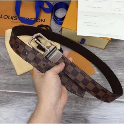 Replica Slender 35 millimetri reversibile cintura uomo Damier Ebene Canvas Buckle M9075Q