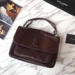 Replica YSL Saint Laurent Borsa a catena media Niki bordeaux