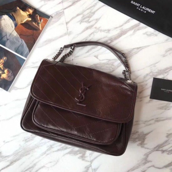 Replica YSL Saint Laurent Borsa a catena media Niki bordeaux