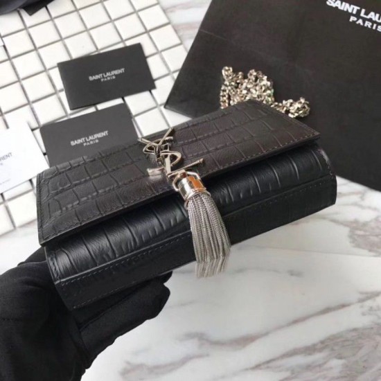 Replica Borse YSLSaint Laurent Piccolo Kate Monogram Nappa in nappa nera