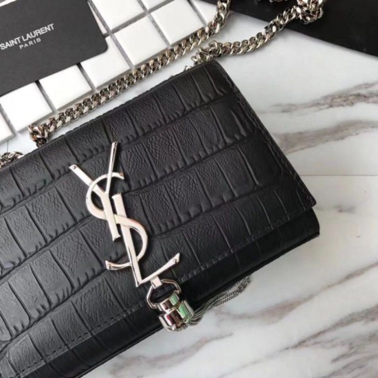 Replica Borse YSLSaint Laurent Piccolo Kate Monogram Nappa in nappa nera