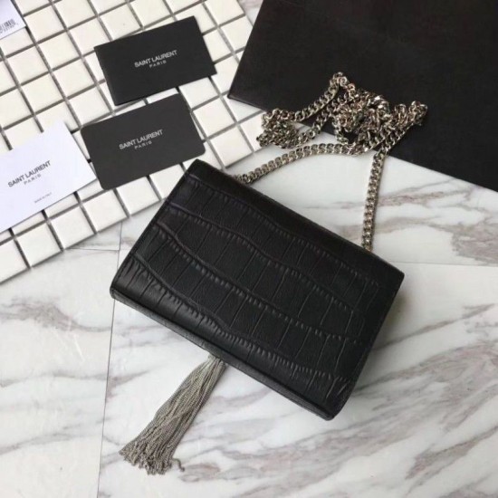 Replica Borse YSLSaint Laurent Piccolo Kate Monogram Nappa in nappa nera
