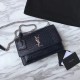 Replica Borsa YSL Saint Laurent Media da sole lucida blu coccodrillo a rilievo