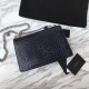 Replica Borsa YSL Saint Laurent Media da sole lucida blu coccodrillo a rilievo