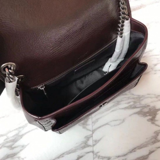 Replica YSL Saint Laurent Borsa a catena media Niki bordeaux