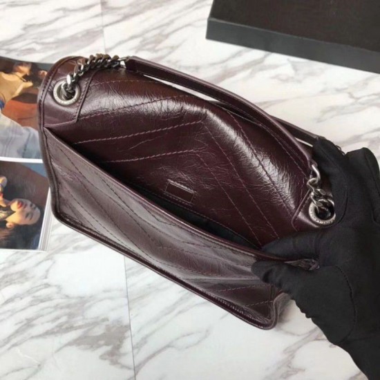 Replica YSL Saint Laurent Borsa a catena media Niki bordeaux