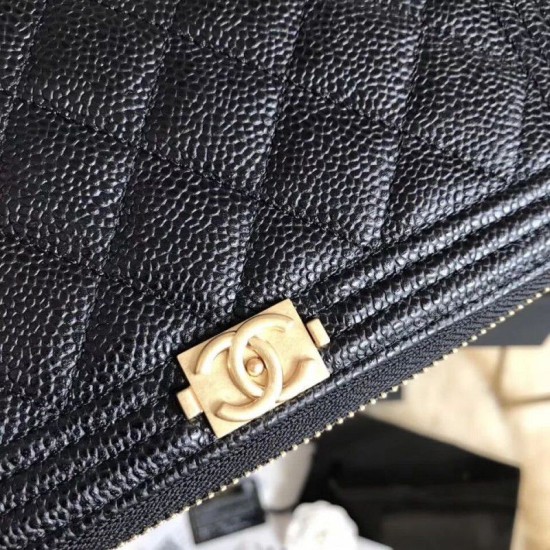 Replica Boy Zip Around Portafoglio Cowhide Nero